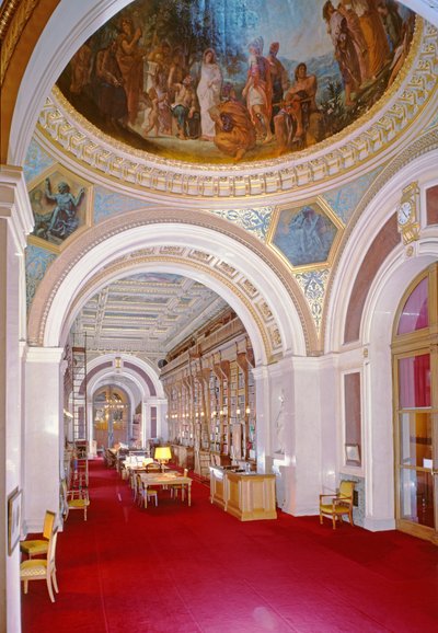 Interior of the library with a cupola painted by Eugene Delacroix (1798-1863) in 1847, 1836-41 by Henri Alphonse de Gisors